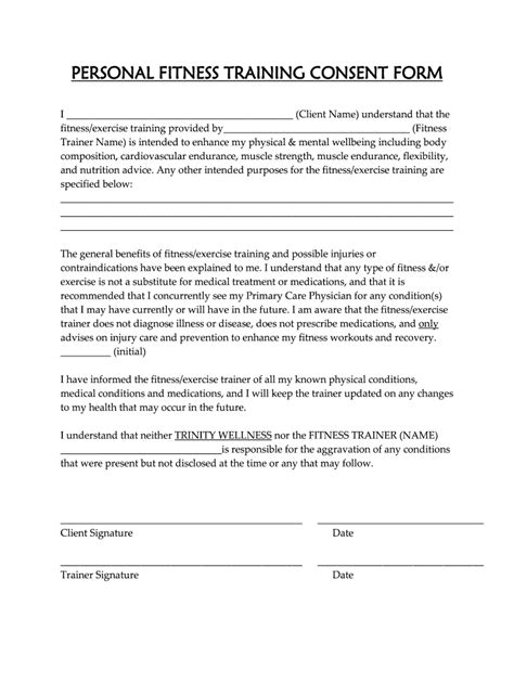 Personal Training Consent Form 2020 2022 Fill And Sign Printable