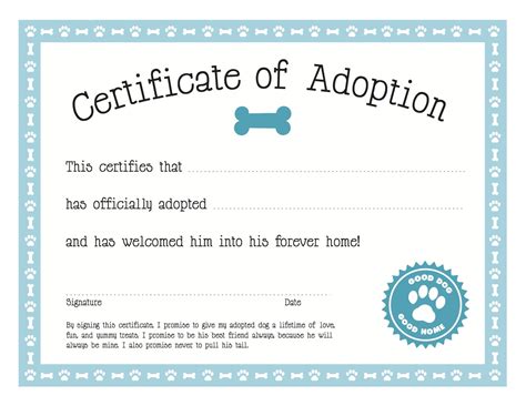 Pet Adoption Certificate Free Printable Adoption Certificate Stuffed