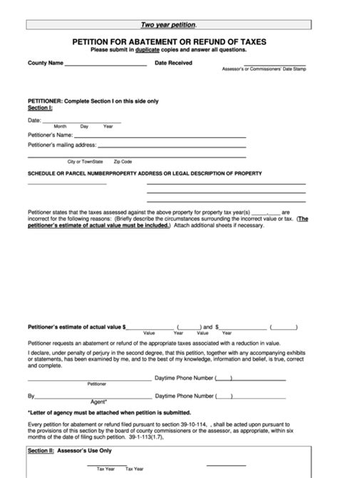 Petition For Abatement Or Refund Of Taxes Form Colorado Printable Pdf Download