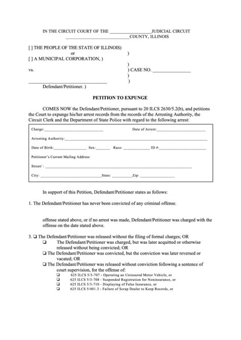 Petition For Expungement Printable Pdf Download