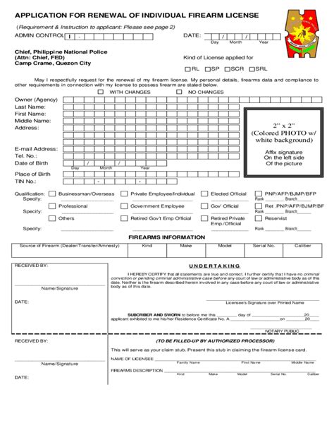 Ph Application For Renewal Of Individual Firearm License Fill And Sign Printable Template