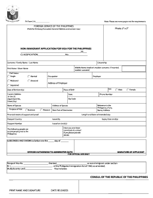 Philippines Visa Application Form Printable Pdf Download