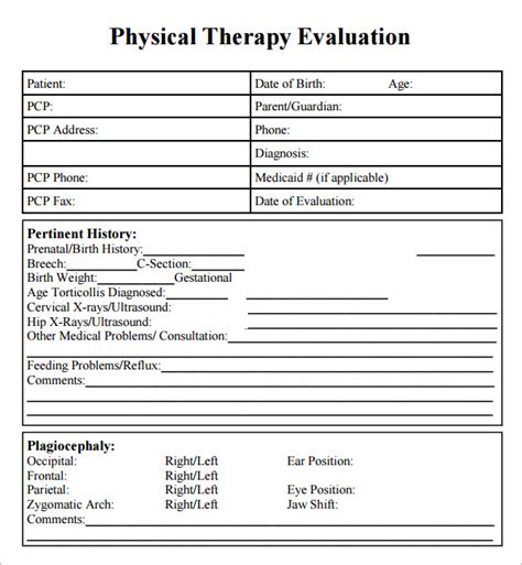 Physical Therapy Eval Template