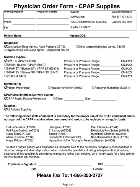 Physician Order Form Cpap Supplies Fill And Sign Printable Template