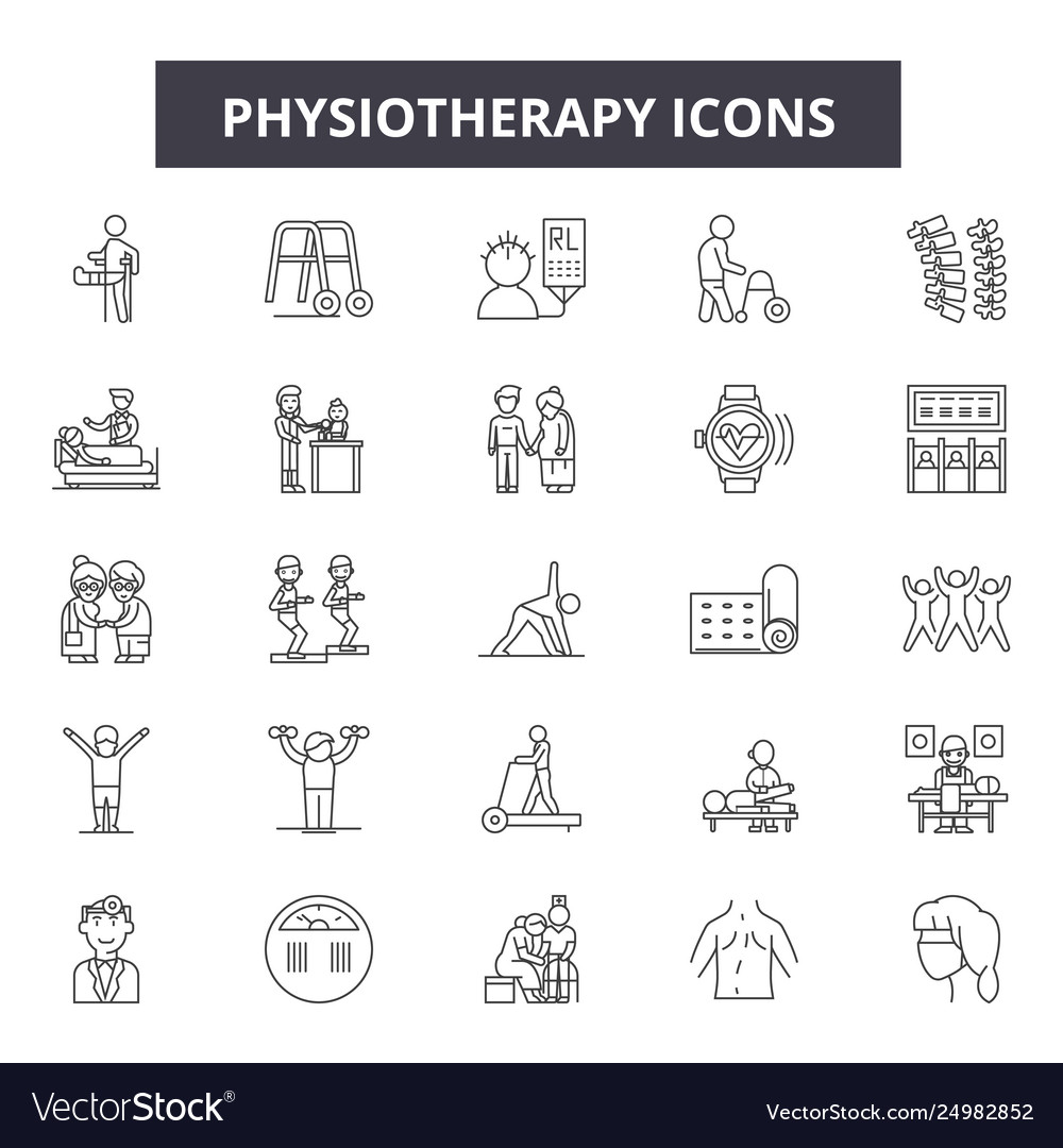 Physiotherapy Line Icons Signs Set Royalty Free Vector Image