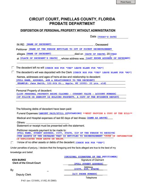 Pinellas County Probate Court Fill And Sign Printable Template Online