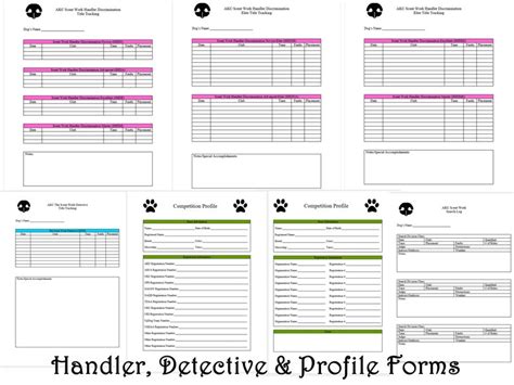 Pink Akc Scent Work Printable Competition Dog Training Forms Log Title