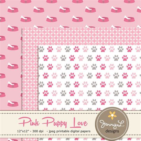 Pink And Gray Puppy Dog Girl Dog Digital Papers Pet Digital Etsy