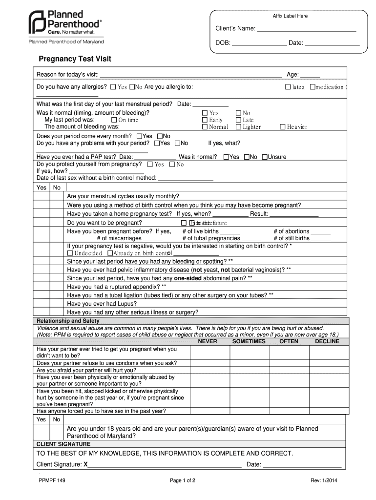 Planned Parenthood Ppmpf 149 2014 2024 Fill And Sign Printable