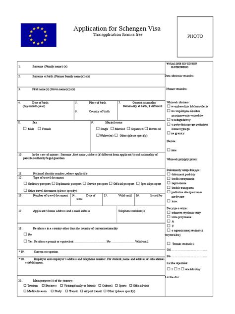 Poland Visa Application Form Travel Visa Stored Value Card