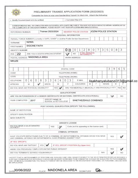 Police Exam Application 2024 Berry Celinda