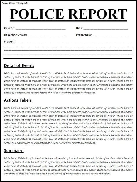 Police Report Template Pdf Best Professional Templates