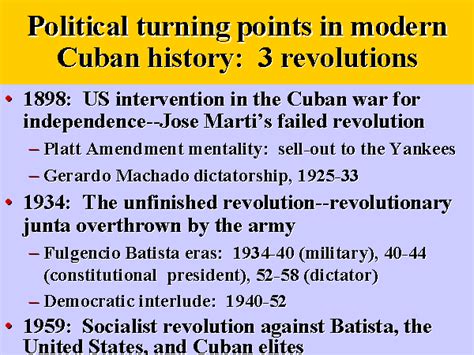 Political Turning Points In Modern Cuban History 3 Revolutions