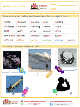 Popup Tutor Worksheets