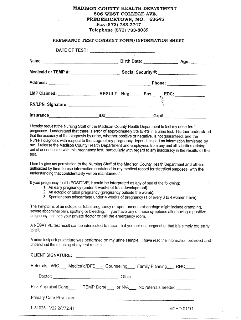 Positive Pregnancy Test Results Document