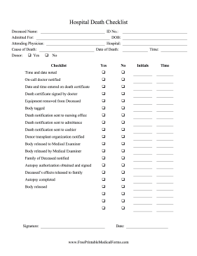 Post Death Checklist Death Of Parent