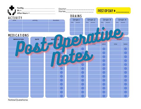 Post Operative Care Template Instant Download Editable Template And