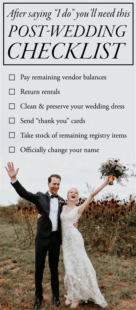 Post Wedding Checklist Tasks To Do After Your Wedding Dash Of Class Platinum Entertainment