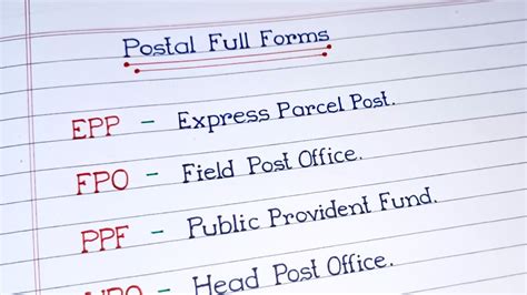 Postal Important Full Forms Epp Epo Ppf Hpo Eps Apo Cbo Ems Gpo Ppo Ptc