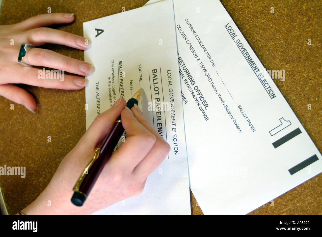 Postal Vote Voting Paper Completing The Paperwork Form Stock Photo Alamy