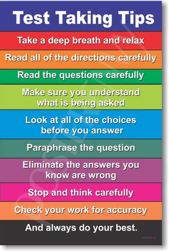 Posterenvy Test Taking Tips Classroom Guide Poster Cm008