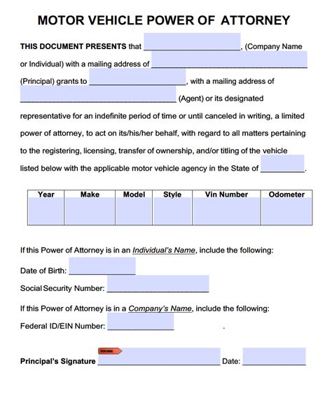 Power Of Attorney Form To Sell Car Attending Power Of Attorney Form To