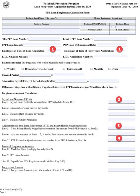 Ppp Loan Forgiveness Application Form 3508 Ez Step By Step Printable Form 2021