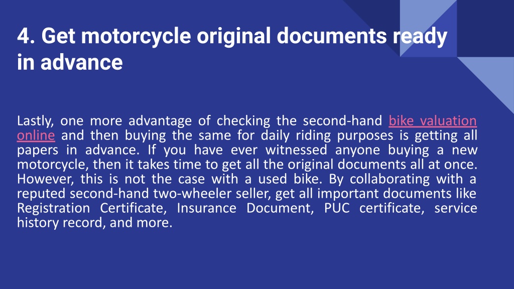 Ppt 4 Key Benefits Of Buying A Used Motorcycle For Daily Riding