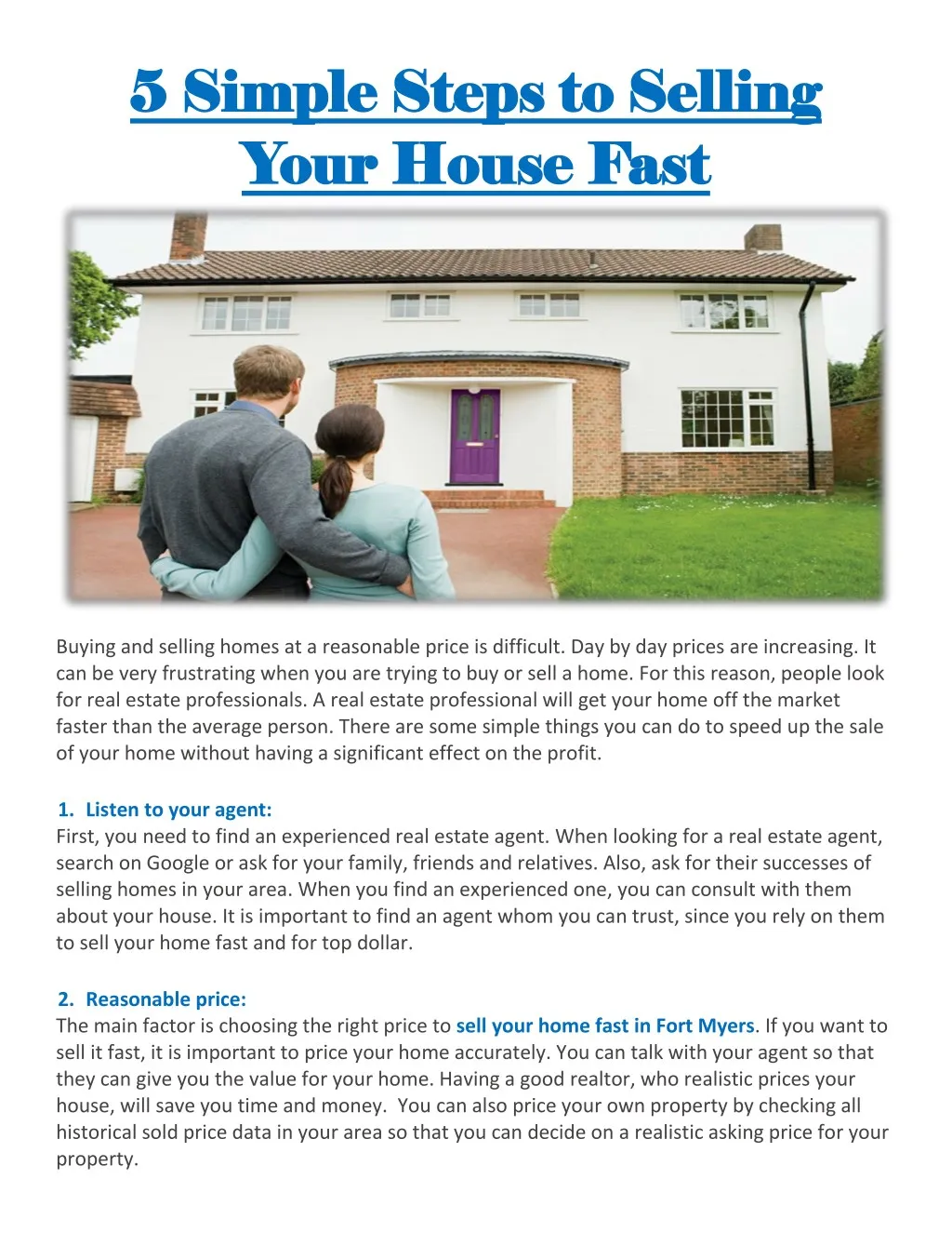 Ppt 5 Simple Steps To Selling Your House Fast Powerpoint Presentation