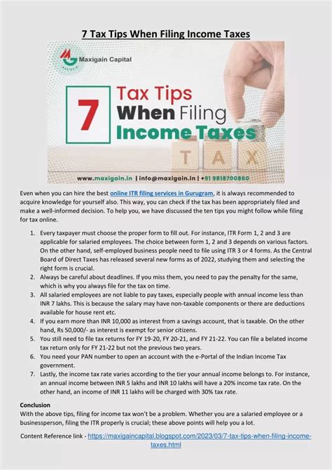 Ppt Best 7 Tax Tips When Filing Income Taxes Powerpoint Presentation