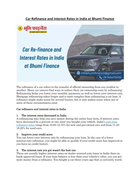 Ppt Car Refinance And Interest Rates In India At Bhumi Finance Powerpoint Presentation Id