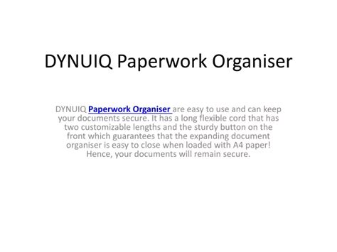 Ppt Dynuiq Paperwork Organiser Powerpoint Presentation Free Download