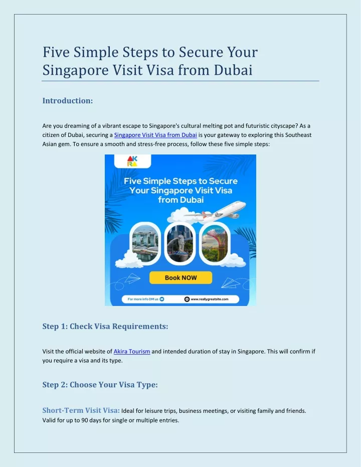 Ppt Five Simple Steps To Secure Your Singapore Visit Visa From Dubai