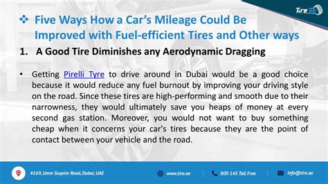 Ppt Five Ways To Improve Your Car S Mileage With Fuel Efficient Tyres