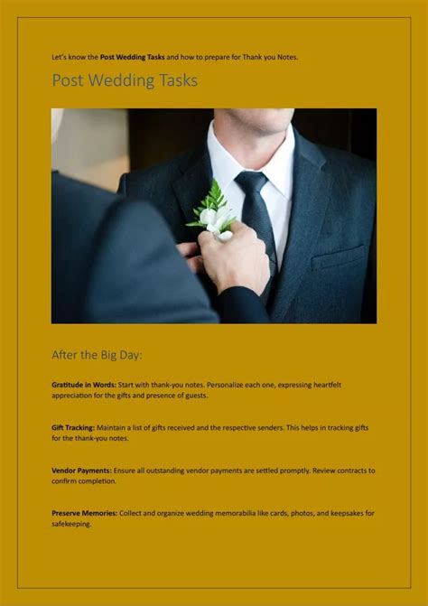 Ppt Guide To Post Wedding Tasks And Thank You Notes Powerpoint