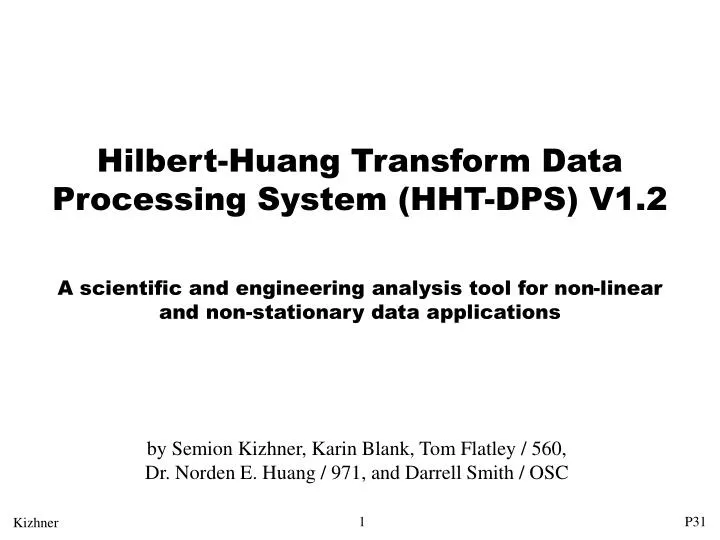 Ppt Hilbert Huang Transform Data Processing System Hht Dps V1 2