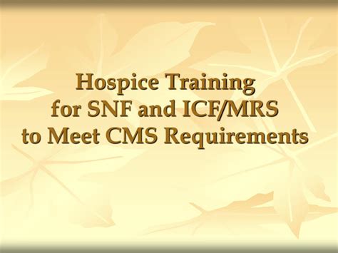 Ppt Hospice Training For Snf And Icf Mrs To Meet Cms Requirements