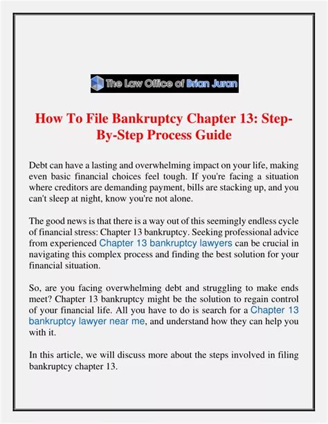 Ppt How To File Bankruptcy Chapter 13 Step By Step Process Guide