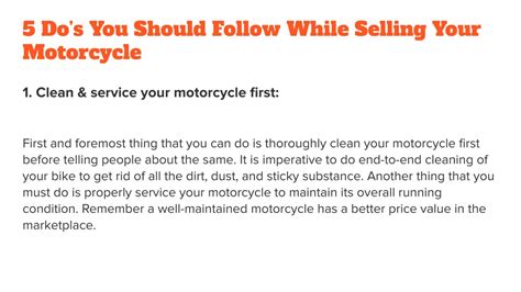 Ppt Important Do S Don T When Selling Your Used Motorcycle