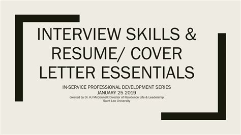 Ppt Interview Skills Resume Cover Letter Essentials Powerpoint