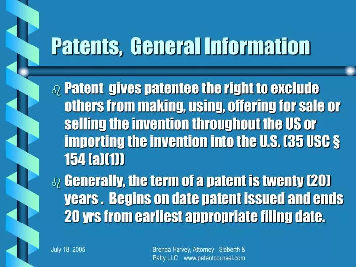 Ppt Patents General Information Powerpoint Presentation Free