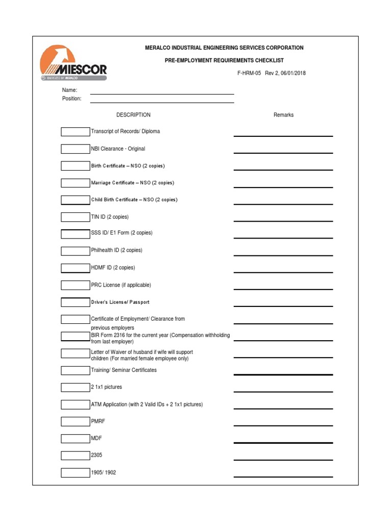 Pre Employment Checklist 12 Examples Format How To Effectively Pdf