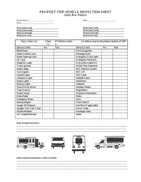 Pre Trip Inspection Free Printable Driver Vehicle Inspection Report