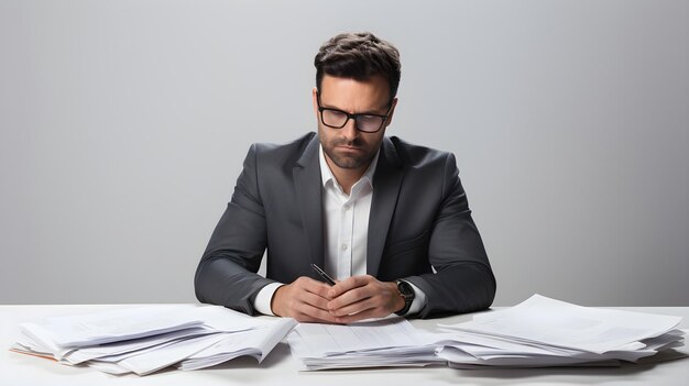 Premium Photo A Serious Hr Manager With Paperwork Isolated On Serene