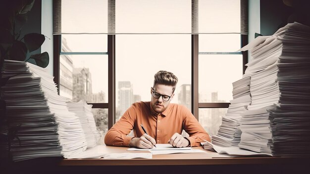 Premium Photo Man Tackling A Stack