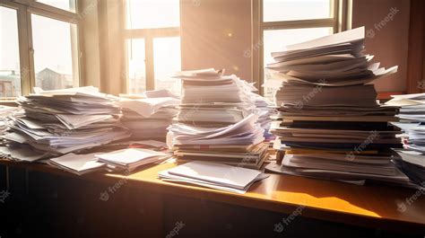 Premium Photo Overwhelmed With Paperwork Managing A Heavy Workload At