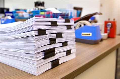 Premium Photo Pile Of A Lots Paperwork Report Or Printout Document On Desk Office Stacked