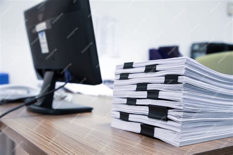 Premium Photo Pile Of A Lots Paperwork Report Or Printout Document On