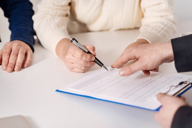 Premium Photo Signing Mortgage Loan Attentive Resolute Aged Couple