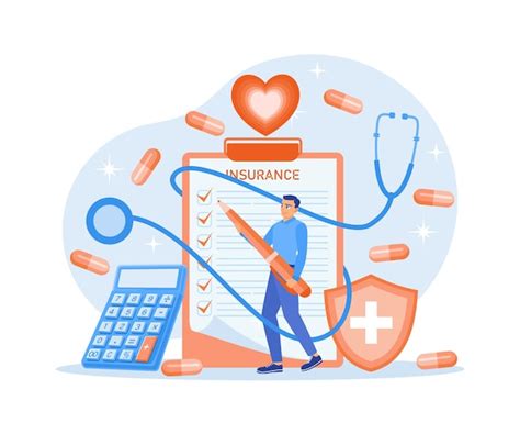 Premium Vector Concept Of Health Care And Life Insurance Man Filling Out Health Insurance